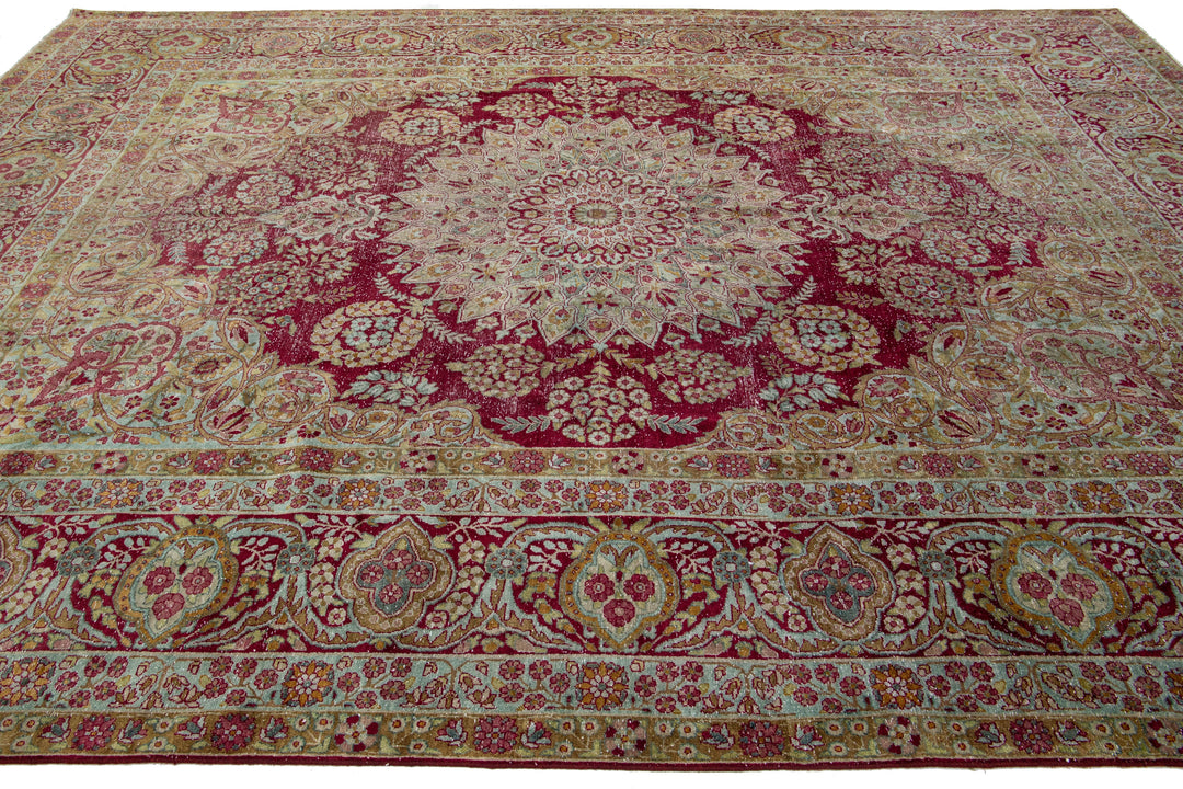 Antique Kerman Wool Rug 10 X 14