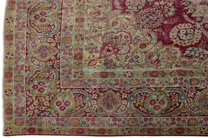 Antique Kerman Wool Rug 10 X 14