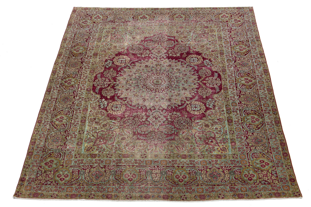 Antique Kerman Wool Rug 10 X 14