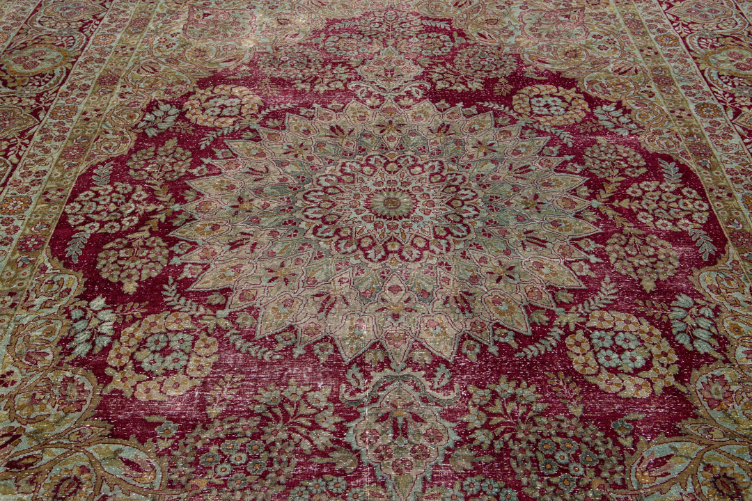 Antique Kerman Wool Rug 10 X 14