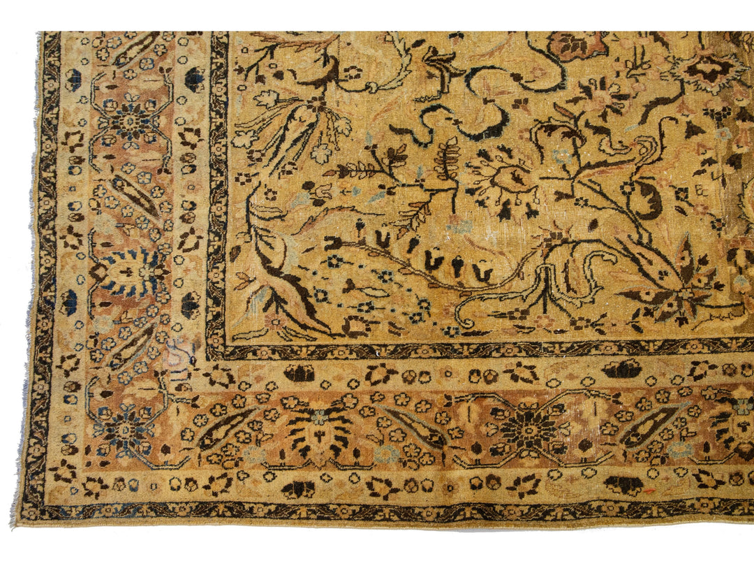 Antique Tabriz Wool Rug 10 X 15