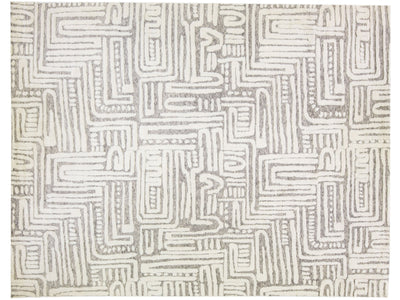 Moroccan Style Gray & Ivory Handmade Oversize Abstract Wool Rug by Apadana