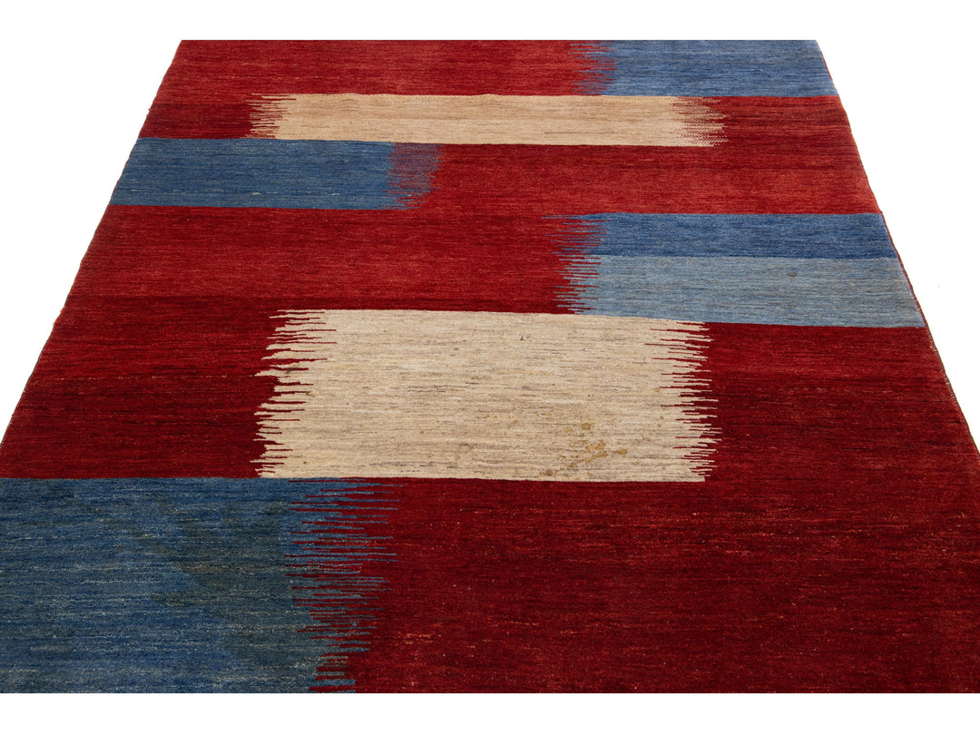 Modern Gabbeh Wool Rug 5 X 6