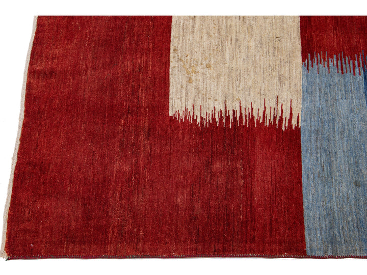Modern Gabbeh Wool Rug 5 X 6