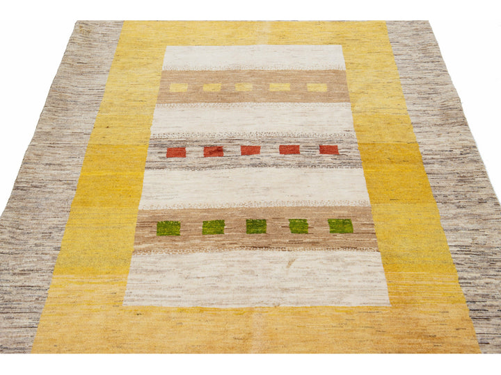 Modern Gabbeh Wool Rug 5 X 7