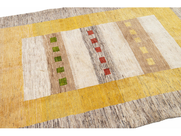 Modern Gabbeh Wool Rug 5 X 7