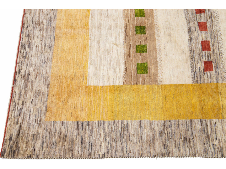 Modern Gabbeh Wool Rug 5 X 7
