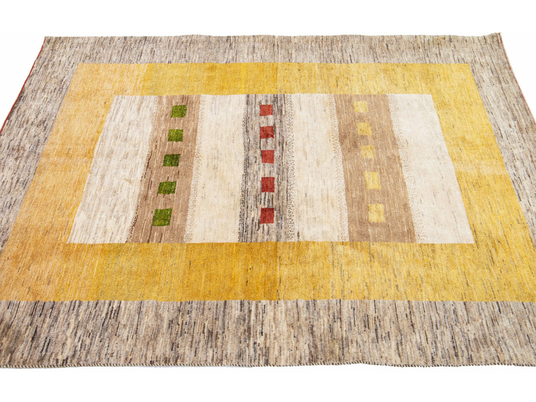 Modern Gabbeh Wool Rug 5 X 7