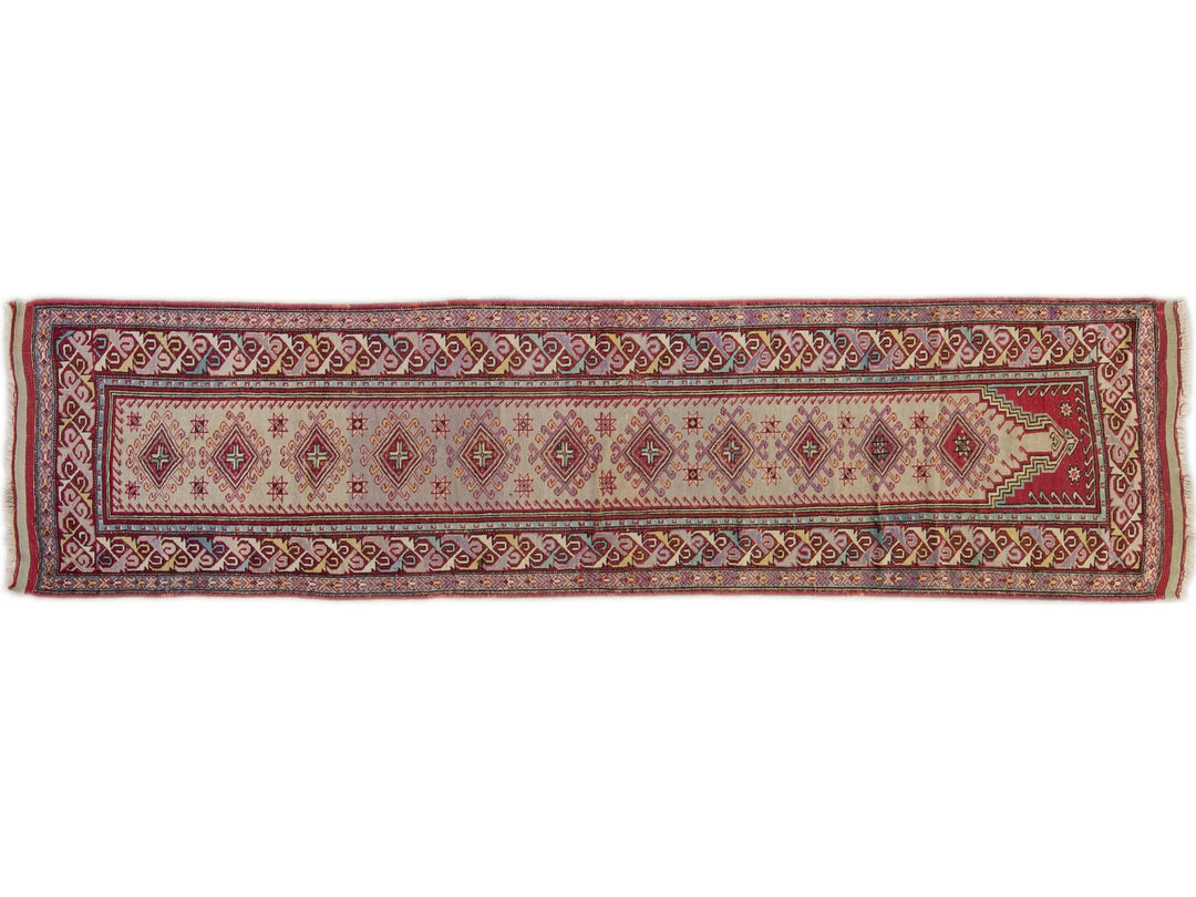Antique Sivas Handmade Multicolor Geometric Wool Runner