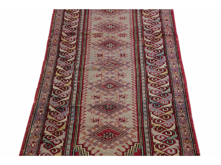 Antique Sivas Handmade Multicolor Geometric Wool Runner