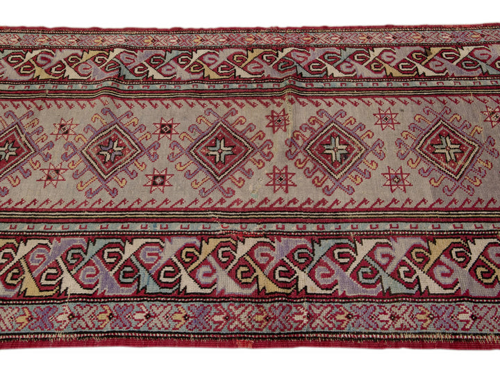 Antique Sivas Handmade Multicolor Geometric Wool Runner
