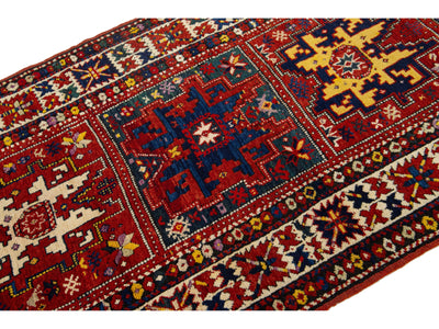 Antique Kazak Wool Rug 4 X 9