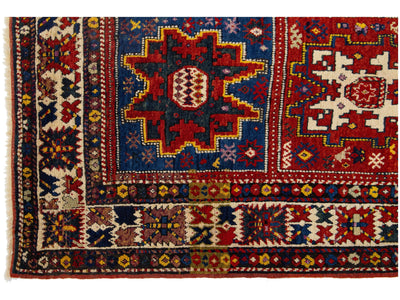 Antique Kazak Wool Rug 4 X 9