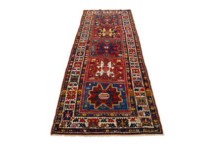 Antique Kazak Wool Rug 4 X 9