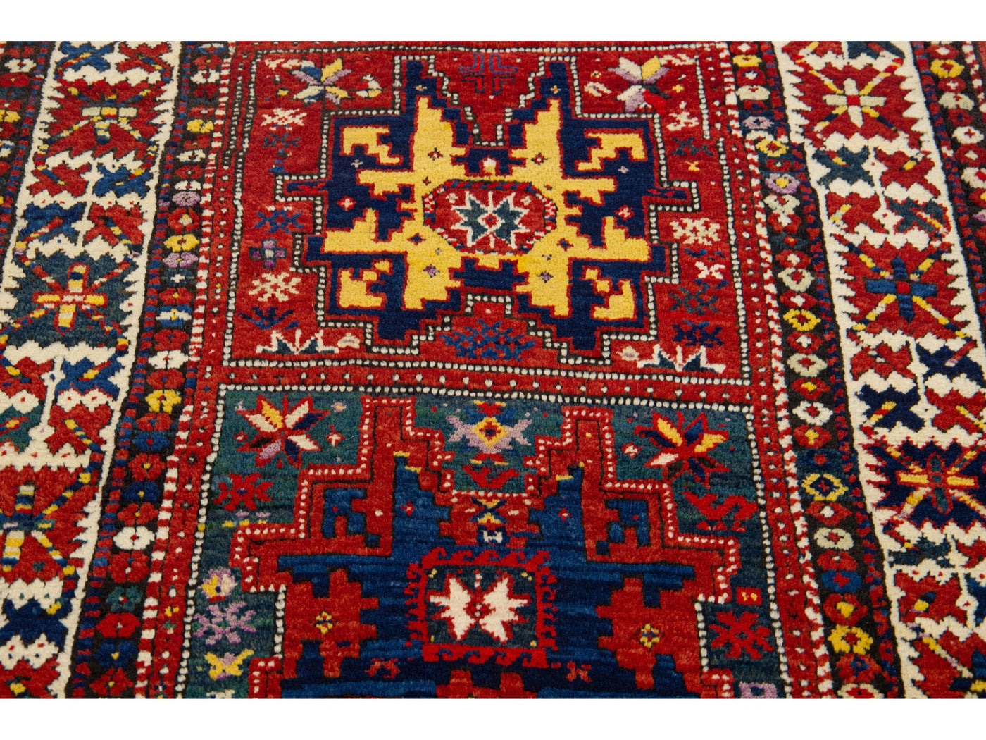 Antique Kazak Wool Rug 4 X 9