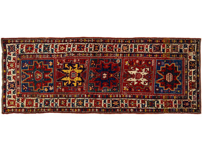 Antique Kazak Wool Rug 4 X 9