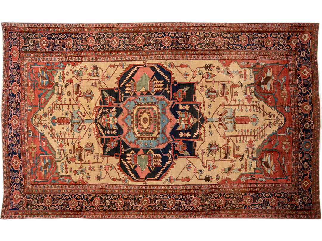 Antique Serapi Wool Rug 11 X 18