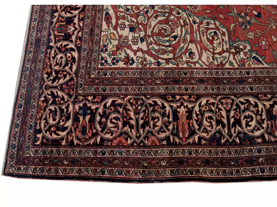 Antique Sarouk Wool Rug 9 X 12