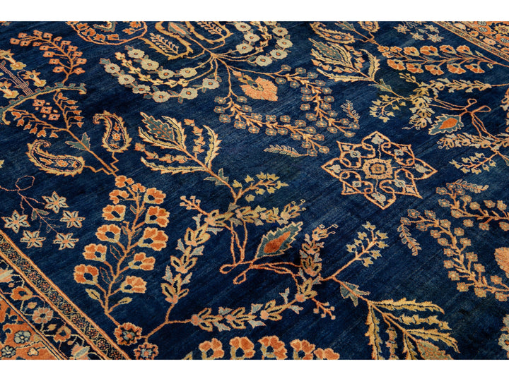 Antique Sarouk Wool Rug 9 X 12