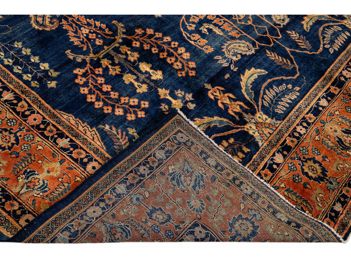 Antique Sarouk Wool Rug 9 X 12