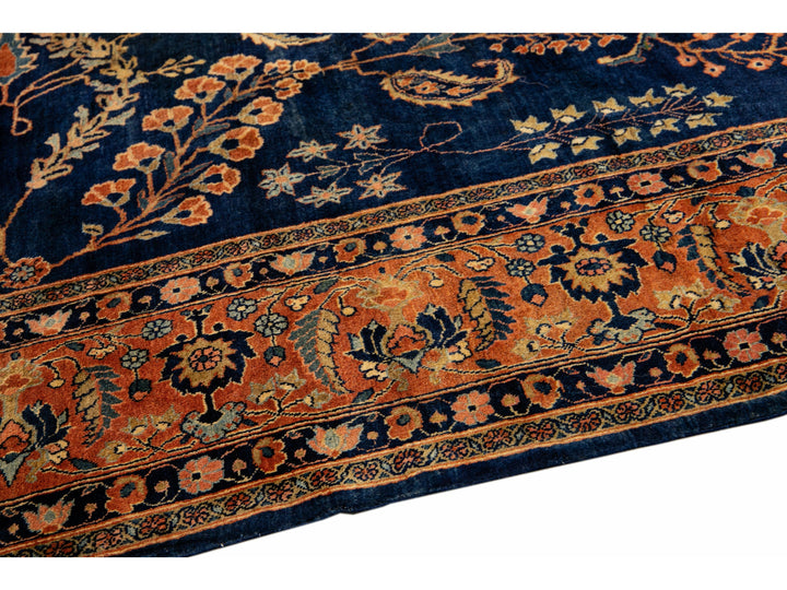 Antique Sarouk Wool Rug 9 X 12