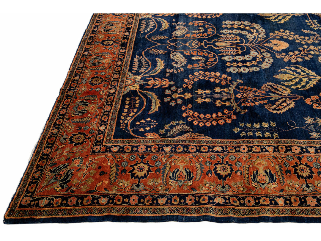 Antique Sarouk Wool Rug 9 X 12