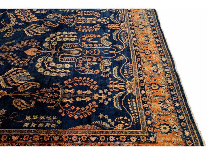 Antique Sarouk Wool Rug 9 X 12