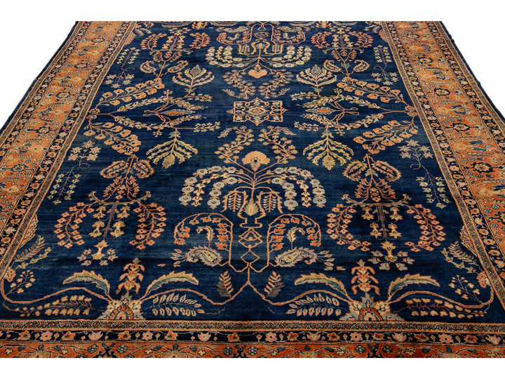 Antique Sarouk Wool Rug 9 X 12