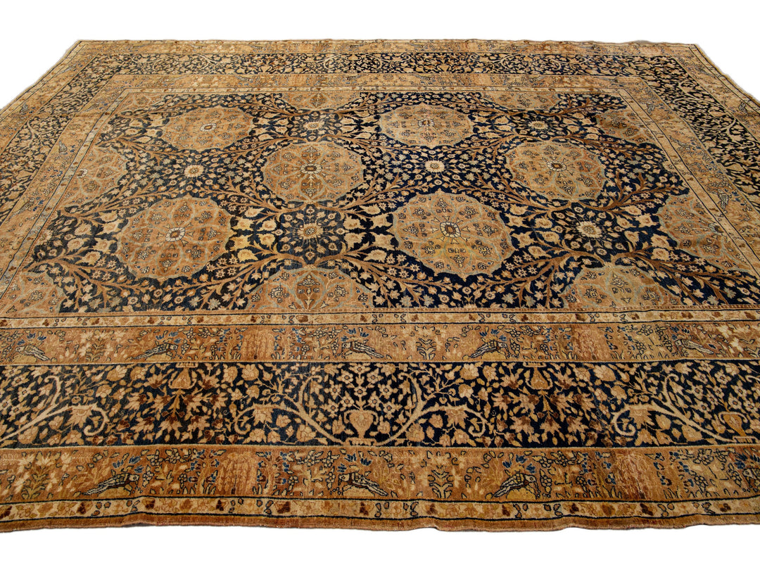 Antique Kerman Wool Rug  10 X 13