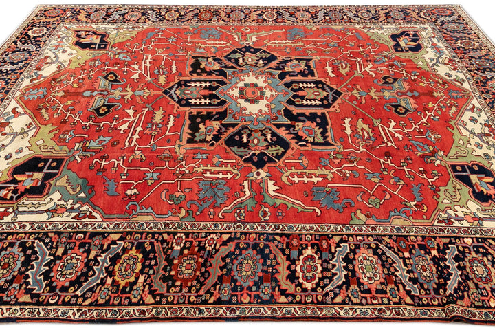 Antique Serapi Wool Rug 10 X 10