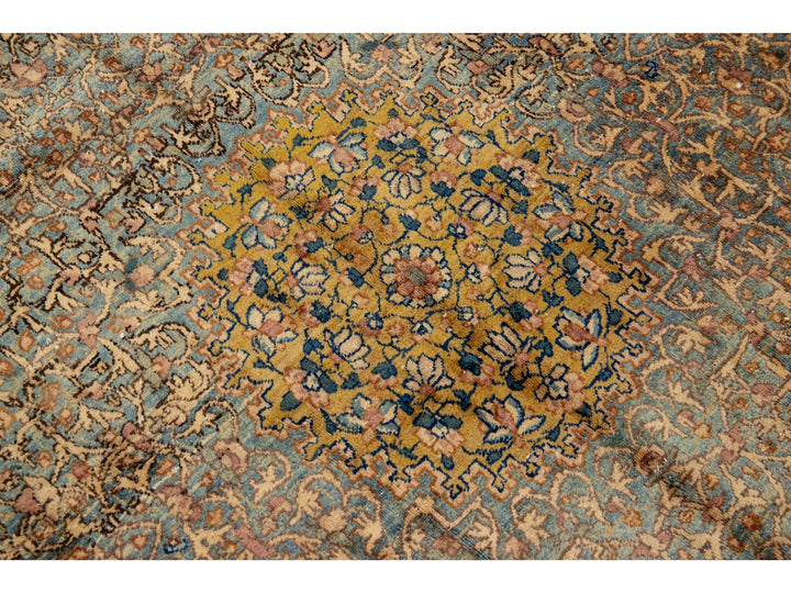 Antique Kerman Wool Rug 8 X 21