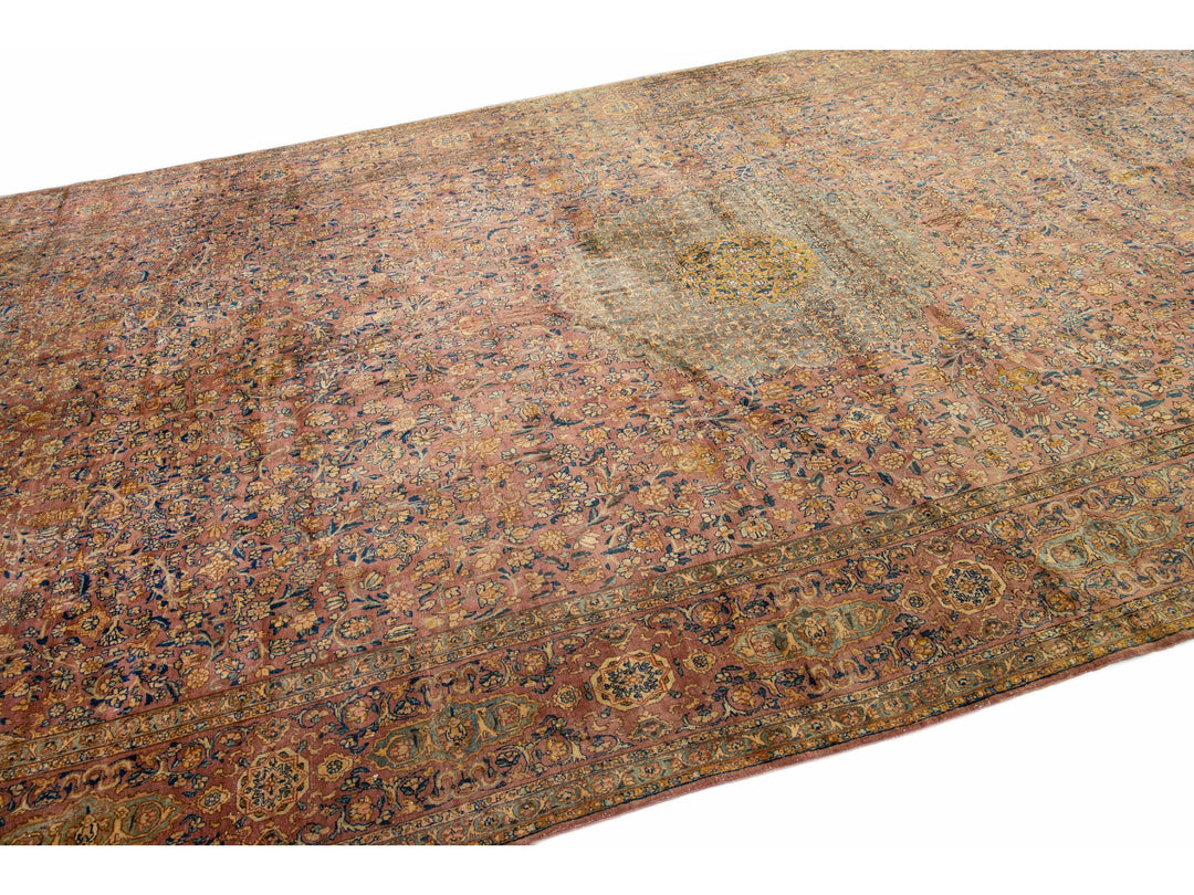 Antique Kerman Wool Rug 8 X 21
