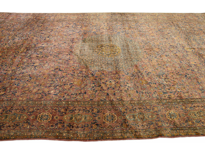 Antique Kerman Wool Rug 8 X 21