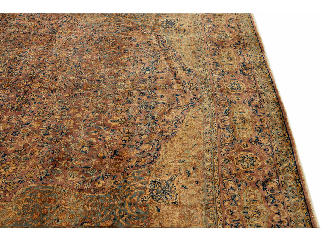Antique Kerman Wool Rug 8 X 21