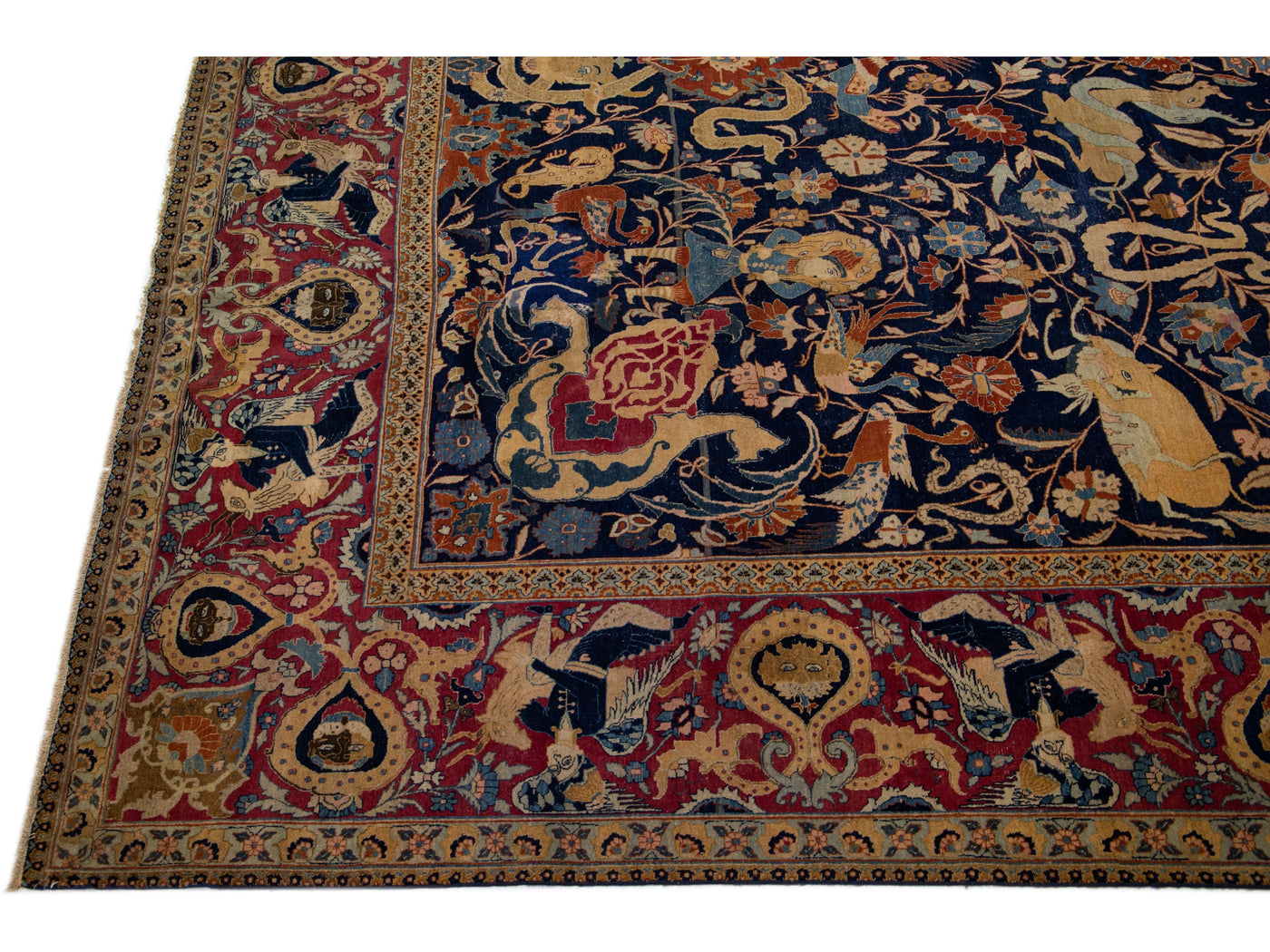 Antique Tabriz Wool Rug 12 X 21