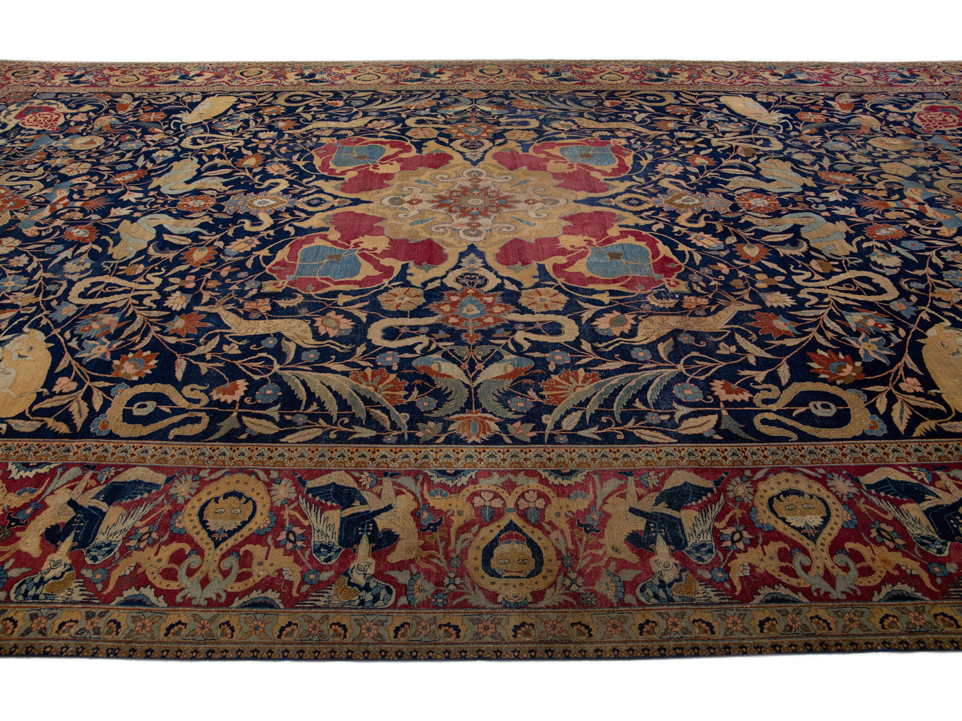 Antique Tabriz Wool Rug 12 X 21