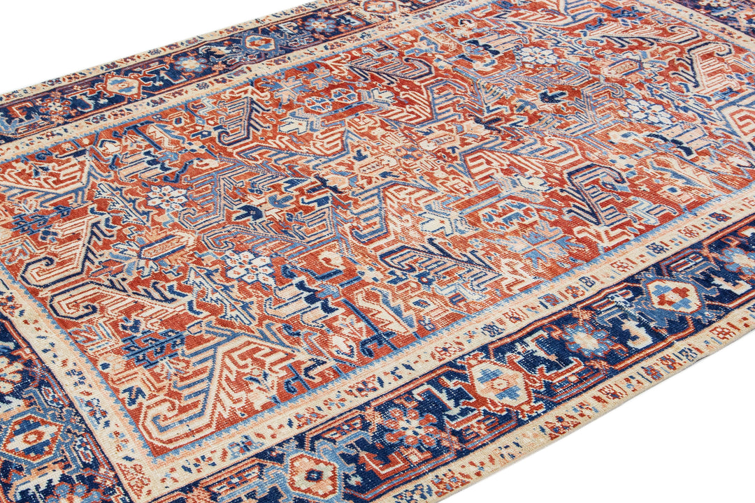 Antique Persian Heriz Wool Rug 6 X 8