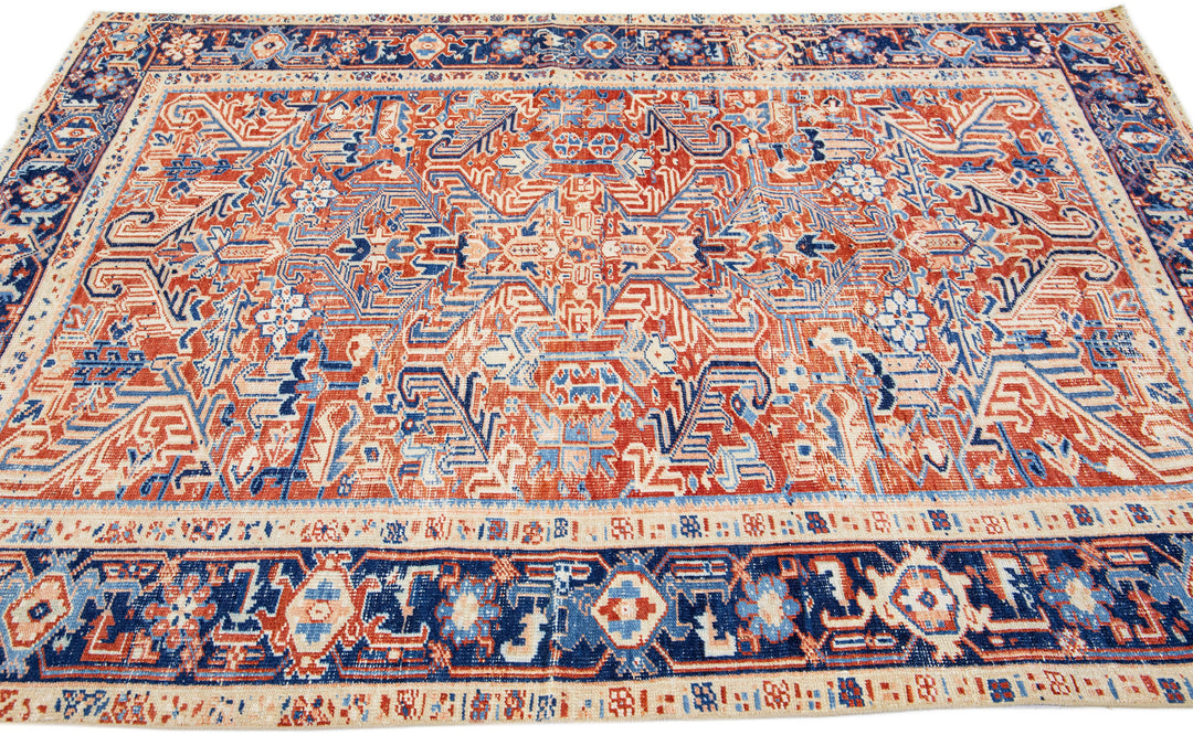 Antique Persian Heriz Wool Rug 6 X 8
