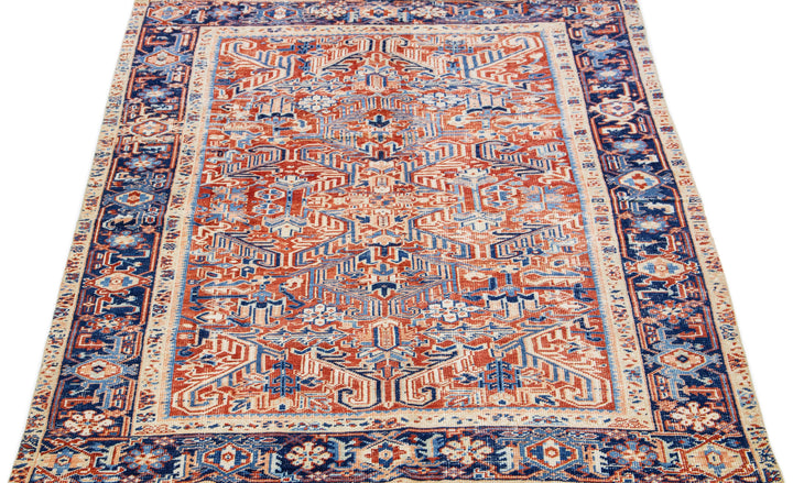 Antique Persian Heriz Wool Rug 6 X 8