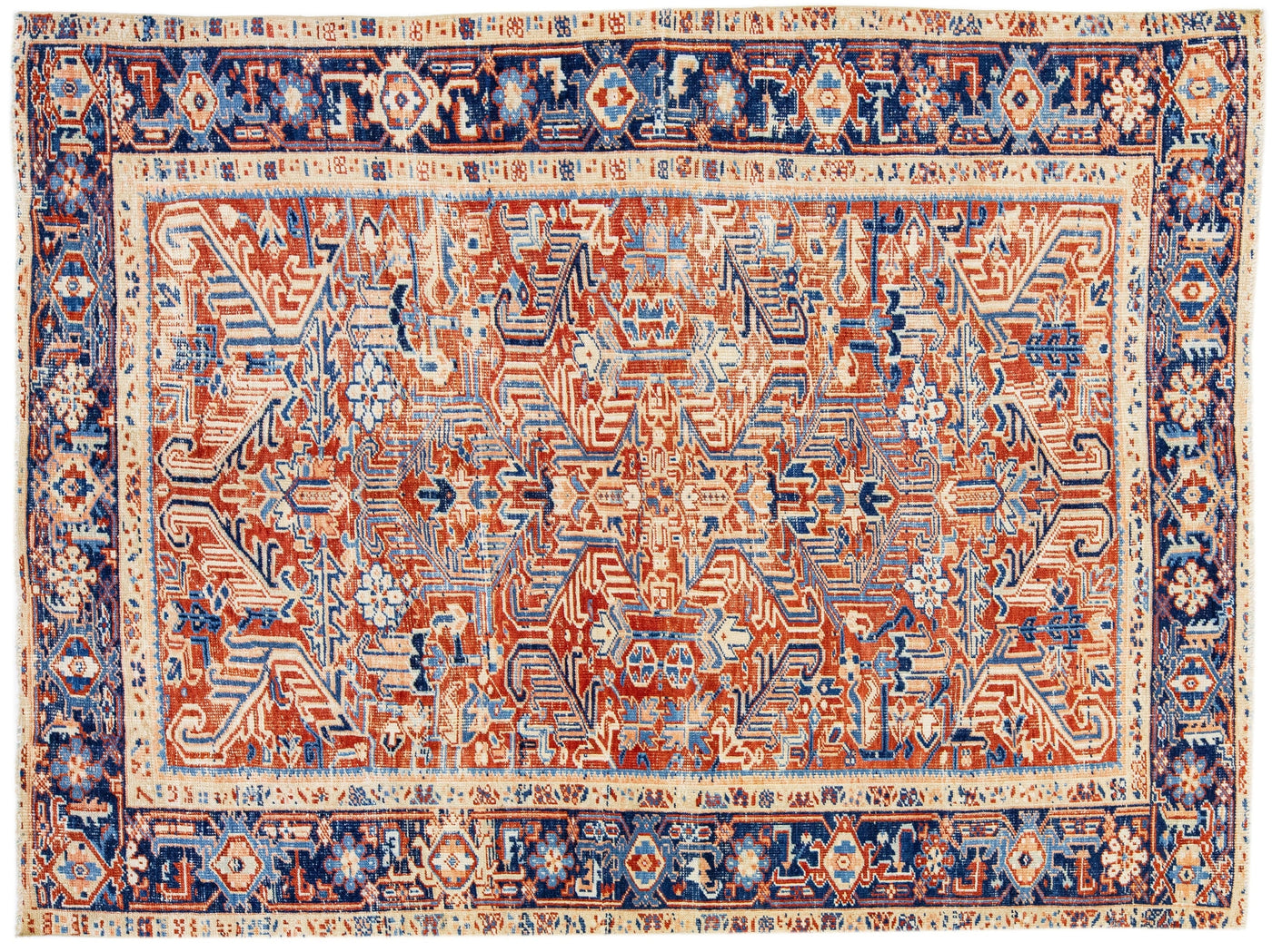 Antique Persian Heriz Wool Rug 6 X 8