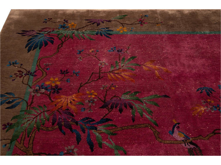 Antique Art Deco Chinese Wool Rug 9 X 12