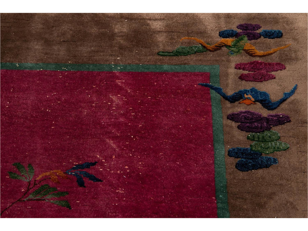 Antique Art Deco Chinese Wool Rug 9 X 12