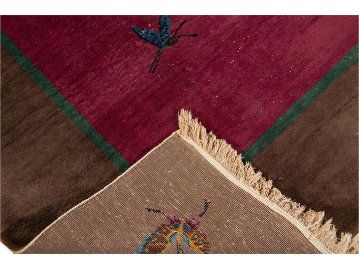 Antique Art Deco Chinese Wool Rug 9 X 12