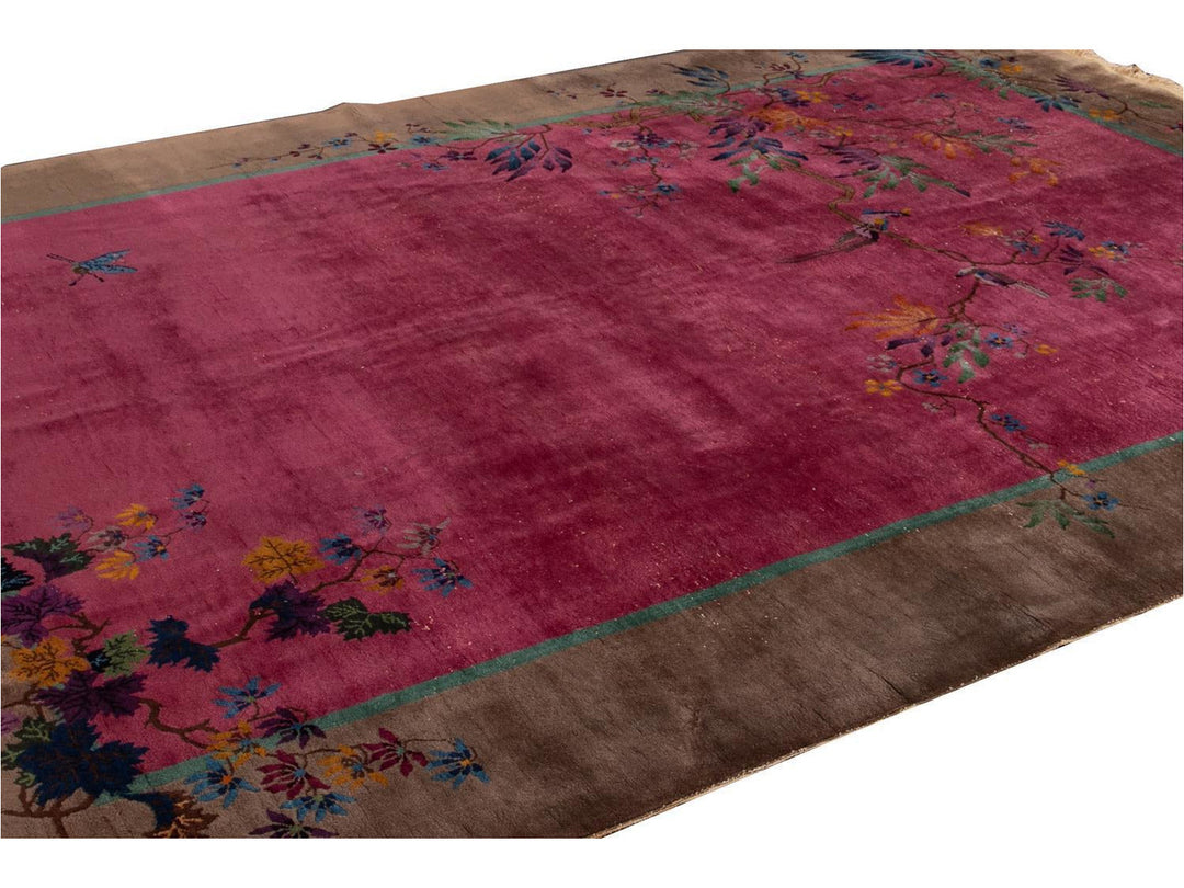 Antique Art Deco Chinese Wool Rug 9 X 12