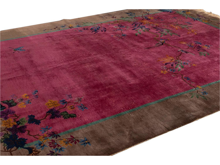 Antique Art Deco Chinese Wool Rug 9 X 12