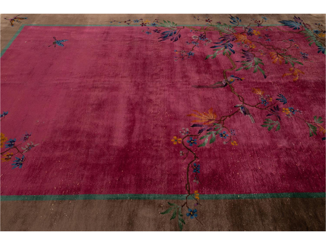 Antique Art Deco Chinese Wool Rug 9 X 12