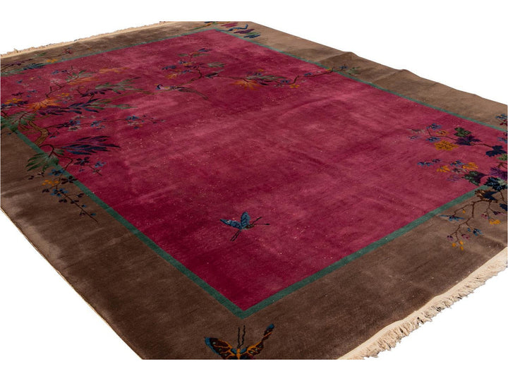 Antique Art Deco Chinese Wool Rug 9 X 12