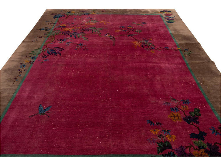 Antique Art Deco Chinese Wool Rug 9 X 12