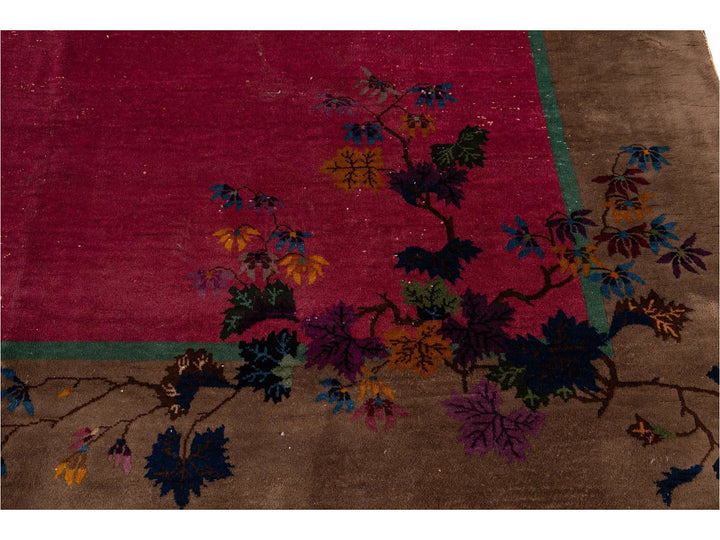 Antique Art Deco Chinese Wool Rug 9 X 12
