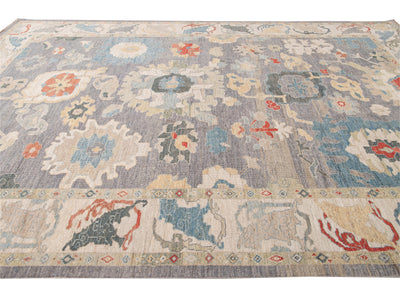 Contemporary Sultanabad Multicolor Handmade Floral Wool Rug